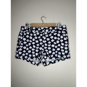J. Crew Women's Shorts Navy Blue White Floral Print Size 8 NWT